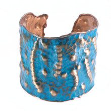 Load image into Gallery viewer, Solid Copper Patina Cuff Bracelet With Dimpled Texture