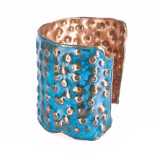 Load image into Gallery viewer, Solid Copper Patina Cuff Bracelet With Dimpled Texture - UrbanroseNYC