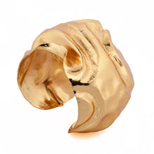 Load image into Gallery viewer, Wide Crumpled Gold Cuff Bracelet