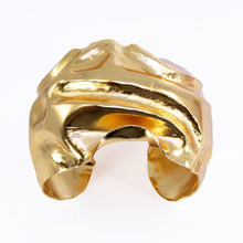 Load image into Gallery viewer, Wide Crumpled Gold Cuff Bracelet