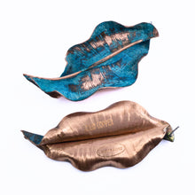 Load image into Gallery viewer, Solid Copper Rustic Patina Leaf Post Earrings