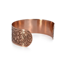 Load image into Gallery viewer, Solid Copper Cuff - Embossed Floral - UrbanroseNYC