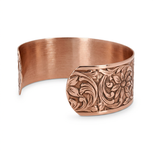 Load image into Gallery viewer, Solid Copper Cuff - Embossed Floral - UrbanroseNYC