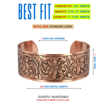 Load image into Gallery viewer, Solid Copper Cuff - Embossed Floral - UrbanroseNYC