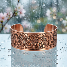 Load image into Gallery viewer, Solid Copper Cuff - Embossed Floral - UrbanroseNYC