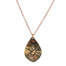 Load image into Gallery viewer, Etched Copper Dragonfly Pendant: Verdigris Patina Necklace - UrbanroseNYC