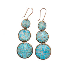 Load image into Gallery viewer, Solid Copper Verdigris Graduated Drop Earrings - UrbanroseNYC