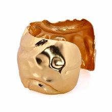 Load image into Gallery viewer, Wide Crumpled Gold Cuff Bracelet
