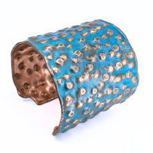 Load image into Gallery viewer, Solid Copper Patina Cuff Bracelet With Dimpled Texture - UrbanroseNYC