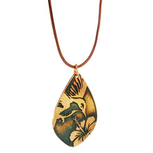 Load image into Gallery viewer, Etched Copper Hummingbird Pendant Necklace: Antique Style - UrbanroseNYC