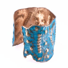 Load image into Gallery viewer, Solid Copper Patina Cuff Bracelet With Dimpled Texture