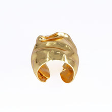 Load image into Gallery viewer, Wide Crumpled Gold Cuff Ring