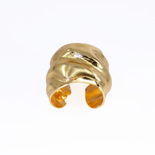 Load image into Gallery viewer, Wide Crumpled Gold Cuff Ring