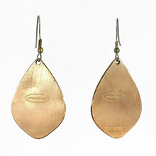Load image into Gallery viewer, Etched Bumblebee Copper Earrings: Rustic Verdigris Patina Teardrops (Flora & Fauna Collection) - UrbanroseNYC