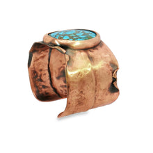 Load image into Gallery viewer, Solid Copper Cuff Bracelet: Rustic Antique Copper Finish, Copper Turquoise Stone - UrbanroseNYC