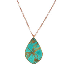 Load image into Gallery viewer, Etched Copper Dragonfly Pendant: Verdigris Patina, 22" Rolo Chain - UrbanroseNYC