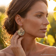Load image into Gallery viewer, Flora & Fauna Copper Earrings, Butterfly Split Circle Antique Copper Dangle Style - UrbanroseNYC