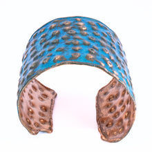 Load image into Gallery viewer, Solid Copper Patina Cuff Bracelet With Dimpled Texture - UrbanroseNYC