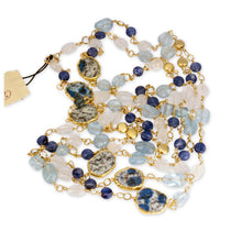 Load image into Gallery viewer, Long Gemstone Wraparound Necklace - K2 Jasper, Kyanite & Rainbow Moonstone