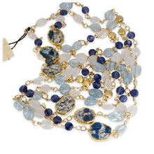 Load image into Gallery viewer, Long Gemstone Wraparound Necklace - K2 Jasper, Kyanite & Rainbow Moonstone