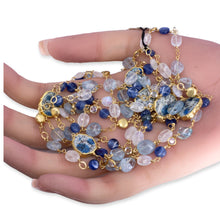 Load image into Gallery viewer, Long Gemstone Wraparound Necklace - K2 Jasper, Kyanite & Rainbow Moonstone