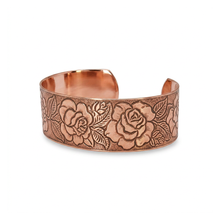 Load image into Gallery viewer, Solid Copper Cuff - Rose Design - UrbanroseNYC
