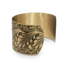 Load image into Gallery viewer, Solid Brass Cuff - Scroll Design - UrbanroseNYC