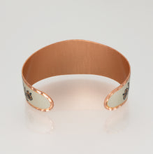 Load image into Gallery viewer, Copper Art Bracelet - Hummingbird wide cuff back
