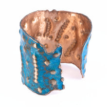 Load image into Gallery viewer, Solid Copper Patina Cuff Bracelet With Dimpled Texture