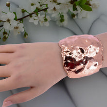 Load image into Gallery viewer, Crumpled Molten Copper Cuff Bracelet