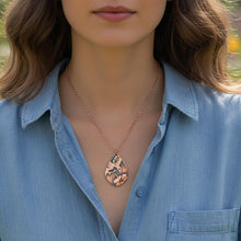 Load image into Gallery viewer, Etched Copper Hummingbird Pendant Necklace: Antique Style - UrbanroseNYC