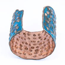 Load image into Gallery viewer, Solid Copper Patina Cuff Bracelet With Dimpled Texture - UrbanroseNYC