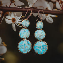 Load image into Gallery viewer, Solid Copper Verdigris Graduated Drop Earrings - UrbanroseNYC