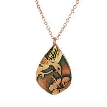 Load image into Gallery viewer, Etched Copper Hummingbird Pendant Necklace: Antique Style - UrbanroseNYC
