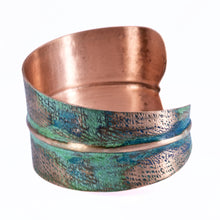 Load image into Gallery viewer, Solid Copper Statement Two-Tone Patina Cuff Bracelet