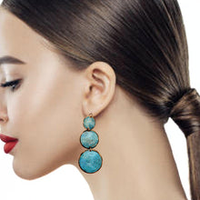 Load image into Gallery viewer, Solid Copper Verdigris Graduated Drop Earrings - UrbanroseNYC