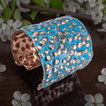 Load image into Gallery viewer, Solid Copper Patina Cuff Bracelet With Dimpled Texture - UrbanroseNYC