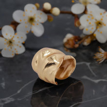 Load image into Gallery viewer, Wide Crumpled Gold Cuff Ring