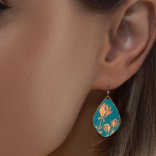 Load image into Gallery viewer, Verdigris Tulip Earrings - Handmade Copper Teardrop Earrings With Rustic Patina Finish