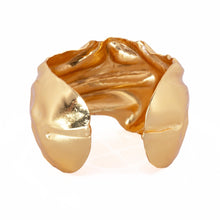 Load image into Gallery viewer, Wide Crumpled Gold Cuff Bracelet