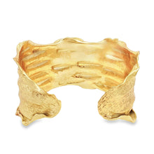 Load image into Gallery viewer, 24K Overlay Copper Base Cuff Bracelet: Torn Edge Crinkled Design, Gold Foil Statement Cuff - UrbanroseNYC