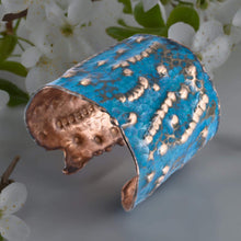 Load image into Gallery viewer, Solid Copper Patina Cuff Bracelet With Dimpled Texture
