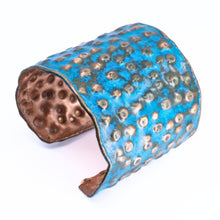 Load image into Gallery viewer, Solid Copper Patina Cuff Bracelet With Dimpled Texture - UrbanroseNYC