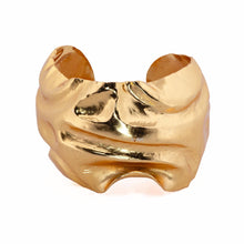 Load image into Gallery viewer, Wide Crumpled Gold Cuff Bracelet