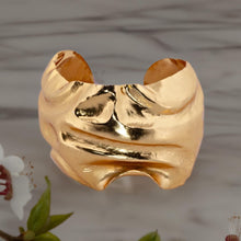 Load image into Gallery viewer, Wide Crumpled Gold Cuff Bracelet