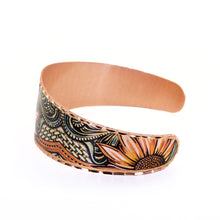 Load image into Gallery viewer, Copper Art Bracelet - Western Sunflowers Wide Cuff