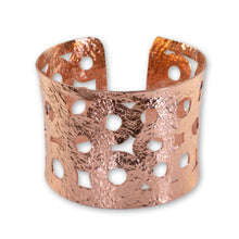 Load image into Gallery viewer, Solid Copper Wide Cutout Statement Cuff Bracelet