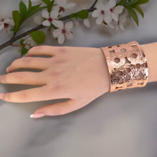 Load image into Gallery viewer, Solid Copper Wide Cutout Statement Cuff Bracelet