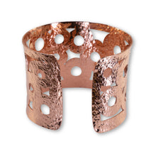 Load image into Gallery viewer, Solid Copper Wide Cutout Statement Cuff Bracelet