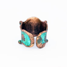 Load image into Gallery viewer, Solid Copper Statement Patina Cuff Ring With Molten Copper Edging - UrbanroseNYC